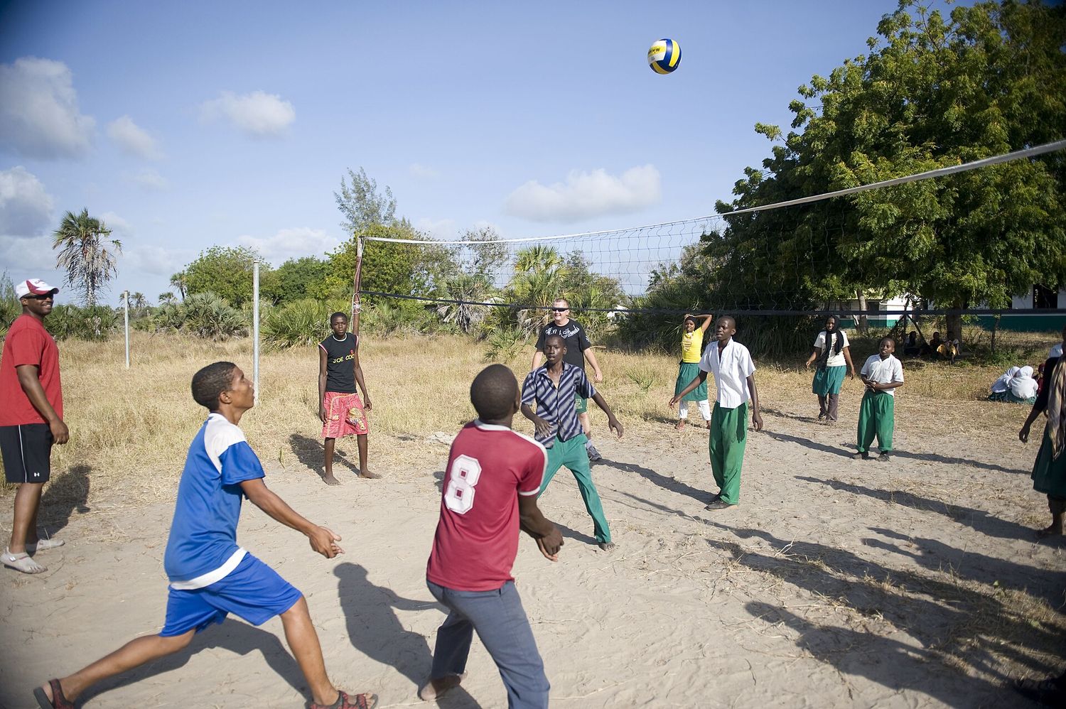 Pupils playing games on the school court
